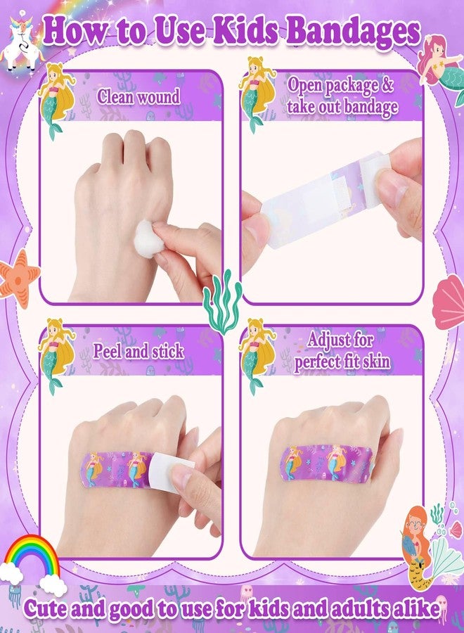 Flasoo 36 Styles Kids Cartoon Bandages 300 Pcs Girls Bandage Mermaid Bandages Variety Pack Fun Bandages Waterproof Breathable Protect Scrapes and Cuts for Girls Boys Children Toddlers - Image 5